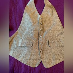 Mel Howard tux vest tan  with a light sheen to it .. small- med